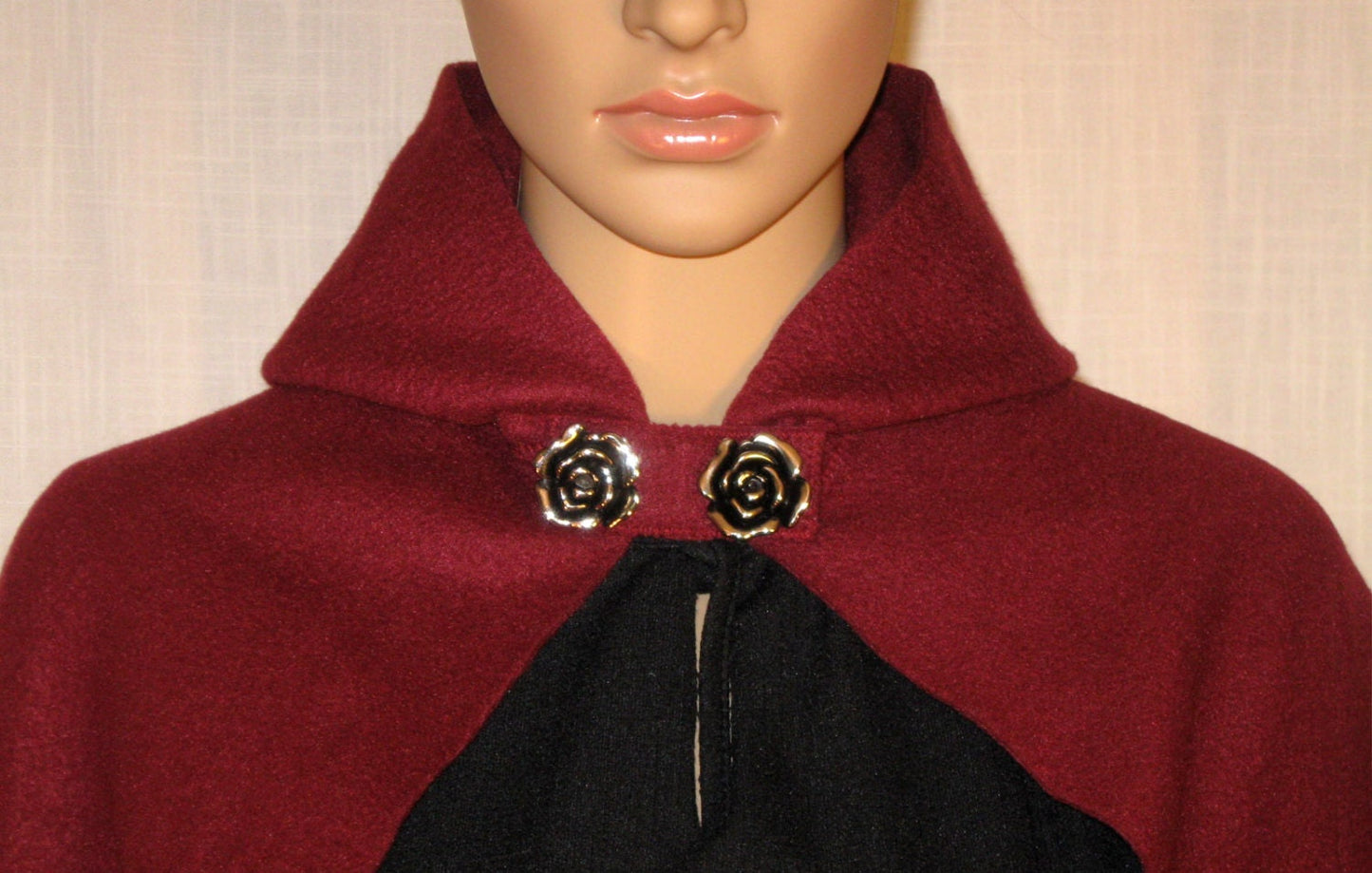 Burgundy Hooded Cape Cloak, Medieval LARP LOTR Archer Cosplay Costume, Hobbit Cape Cloak, Halloween Costume Accessory, Role Playing