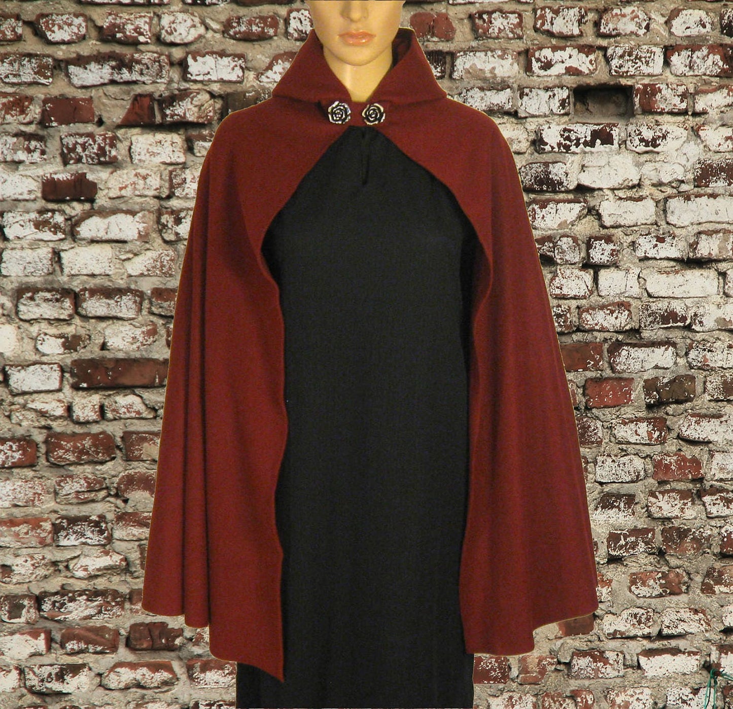 Burgundy Hooded Cape Cloak, Medieval LARP LOTR Archer Cosplay Costume, Hobbit Cape Cloak, Halloween Costume Accessory, Role Playing