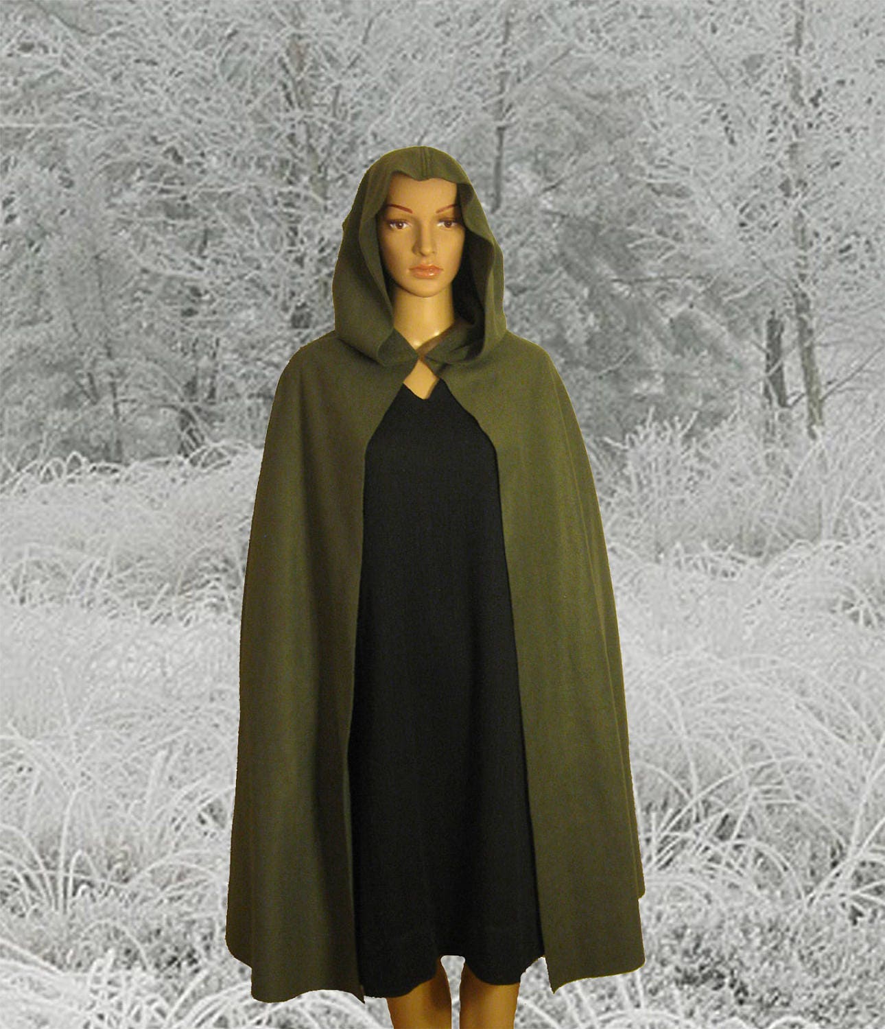 Olive GREEN Hooded Cape Cloak, Halloween Costume, Medieval Cosplay, Hobbit Cloak, LARP  LOTR Archer Elf, Adult Child Toddler, Role Playing