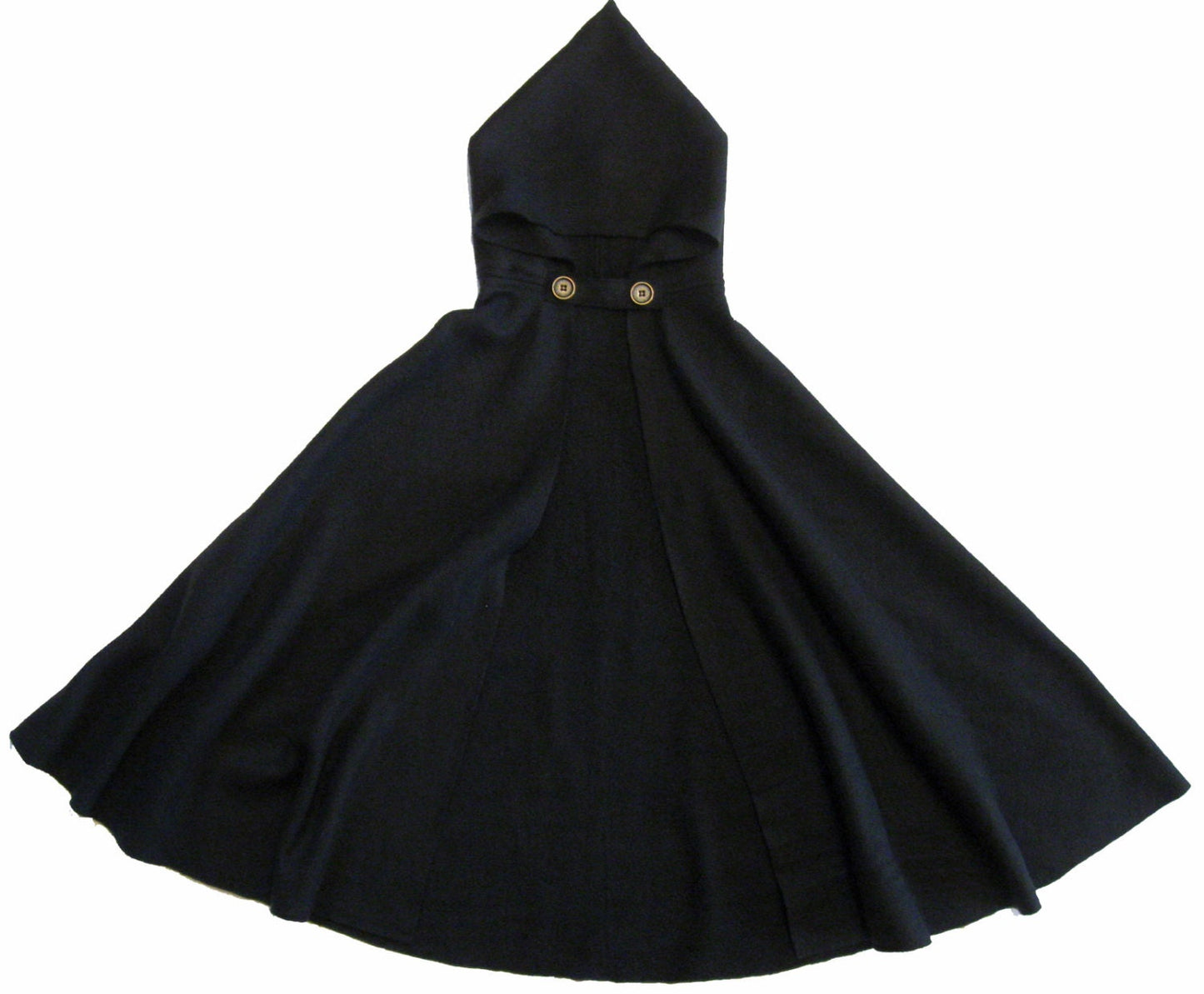 BLACK Hooded Cape Cloak, Halloween Costume, Adult Child Toddler Hood, Star Wars Hobbit LOTR Archer Wizard