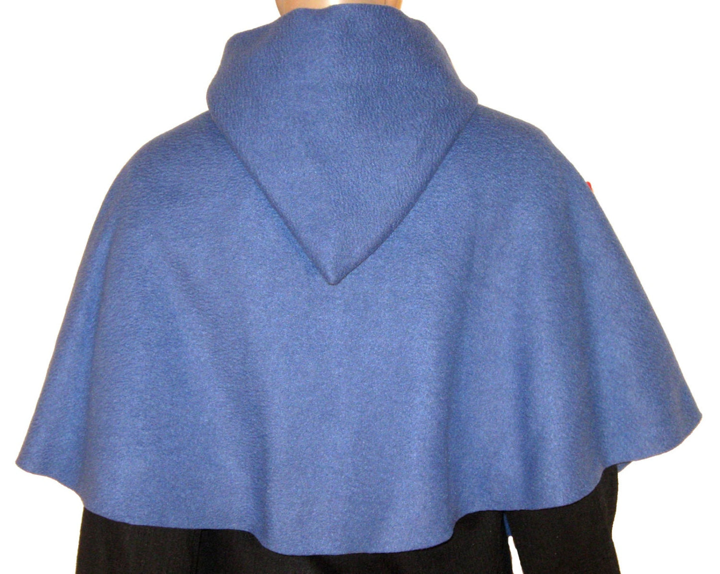 Hooded Capelet with Flowers, Fairytale Cape, Blue Hooded Poncho, Elven Cape Cloak, Red Poppy Flowers, Halloween, Cosplay