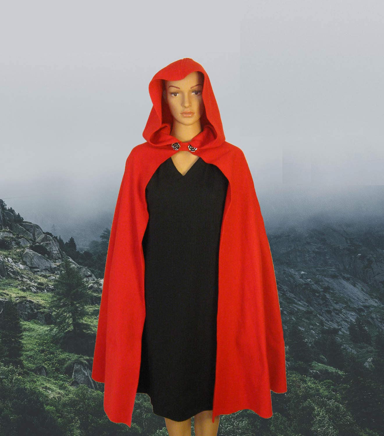 Fleece Red Riding Hood Cape/Cloak, Little Red Riding Hood, Kids/Adult Halloween Costume, RPG, Cosplay