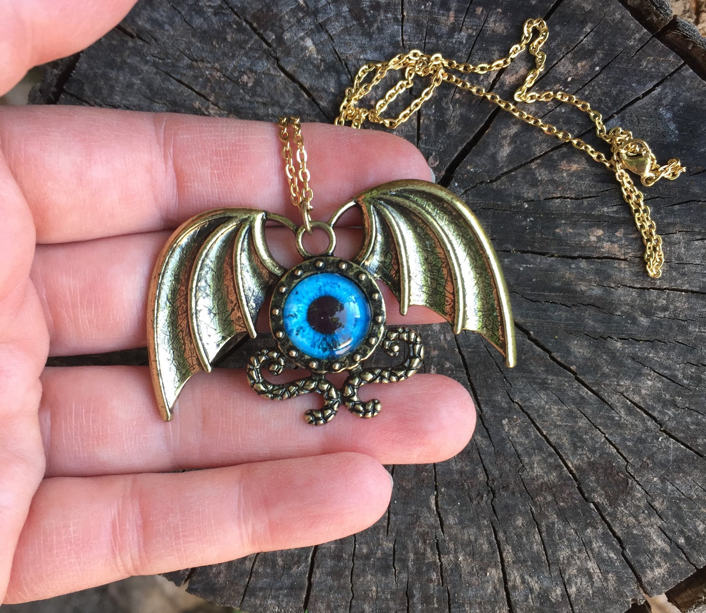 Flying Eyeball Gothic Necklace Pendant