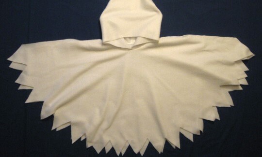 Ghost Hooded Cape Cloak Poncho, Halloween Costume, Child Toddler Adult White Black Any Color