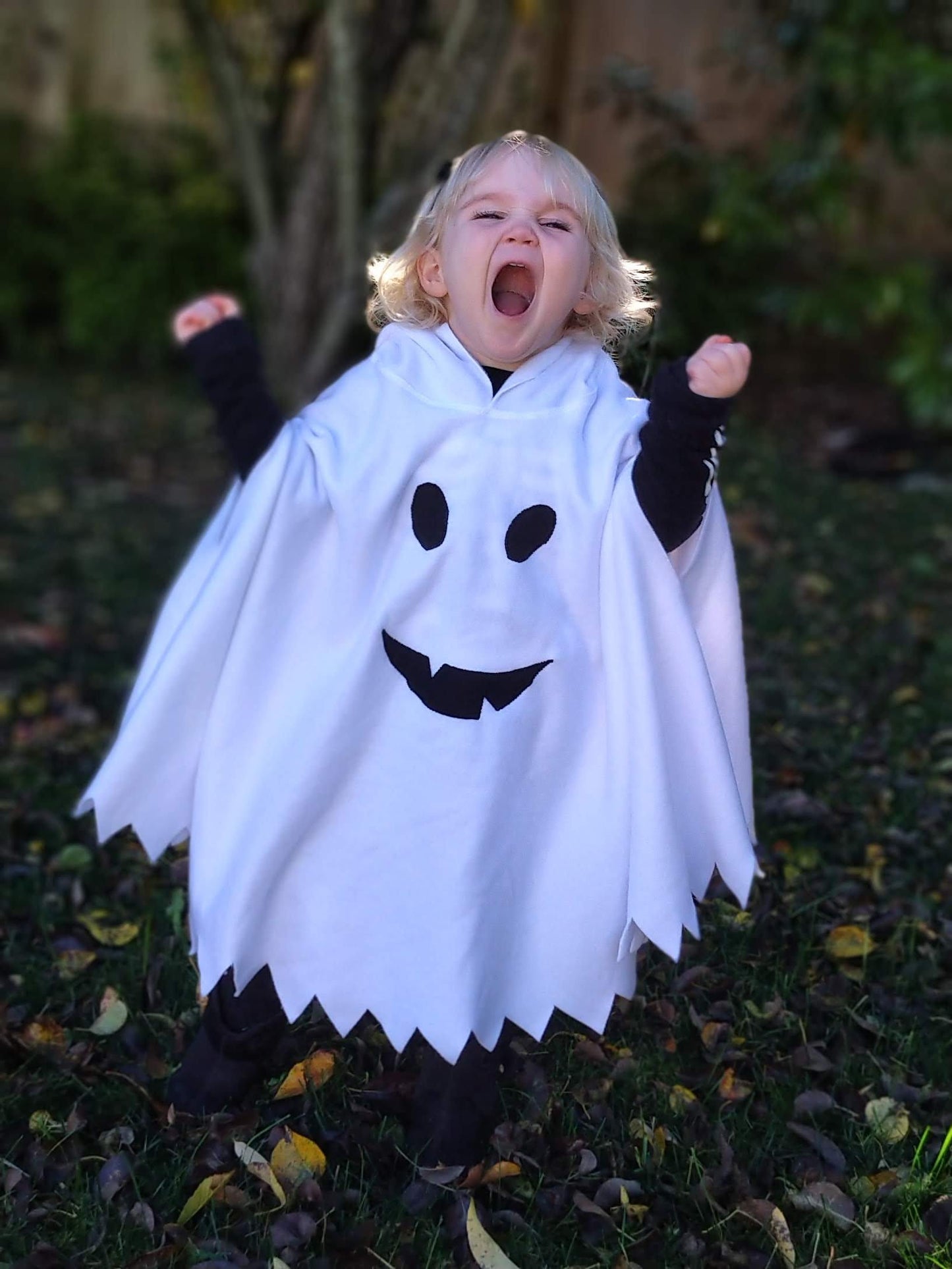 Ghost Hooded Cape Cloak Poncho, Child Toddler Adult Halloween Costume